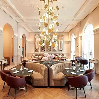 Luxury décor interior designed with rounded 1/4 sofa's at Singapore, Raffles
