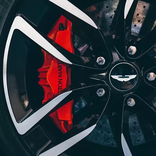 Close of up Aston Martin sports car wheel