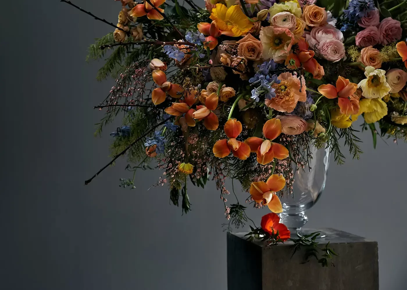 McQueens Flowers - colourful flower bouquet in a glass vase