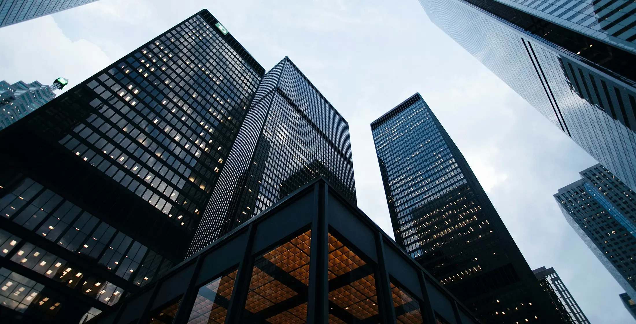 Looking up at a skyscraper