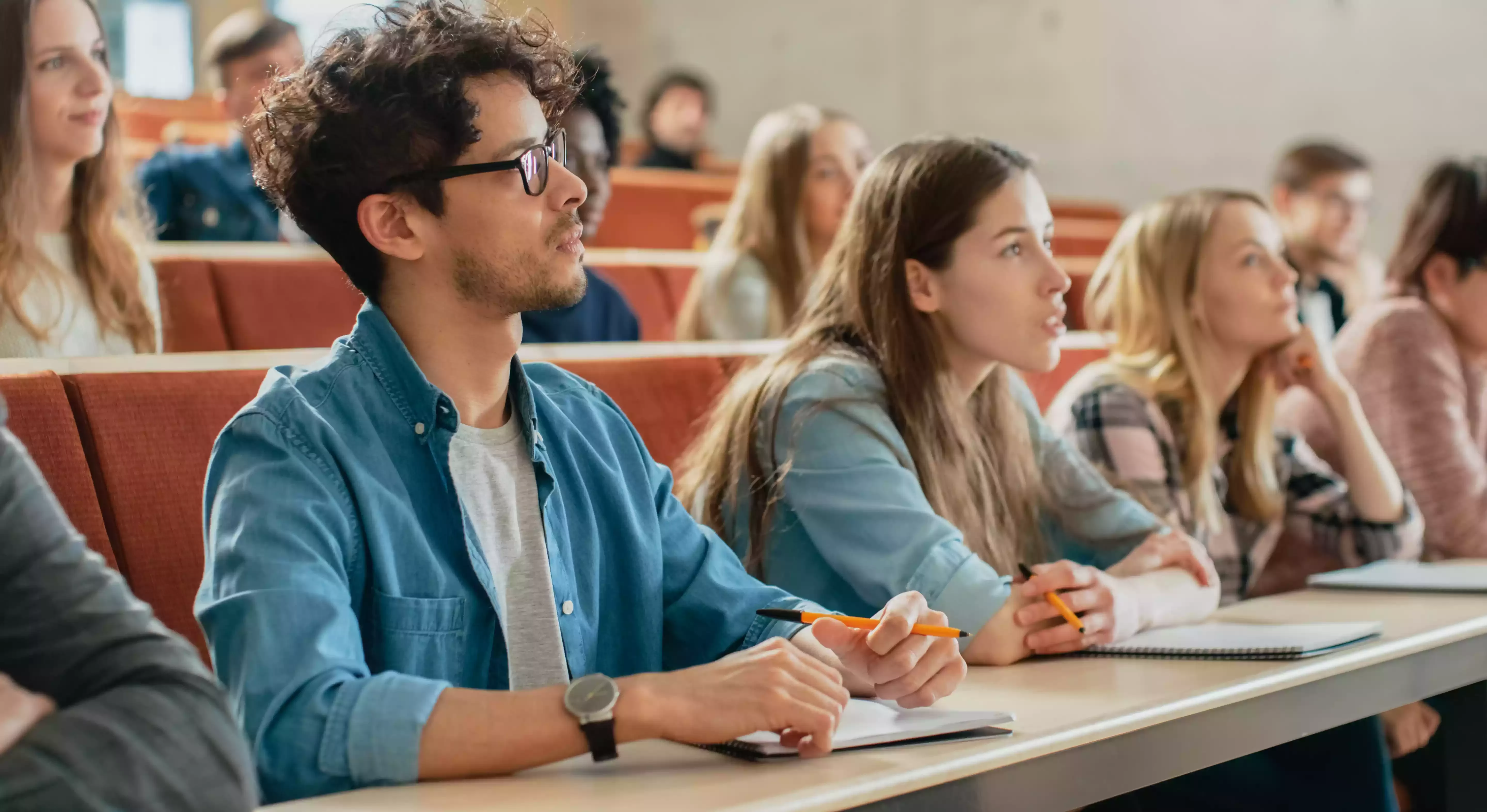 Students sat in lecture hall