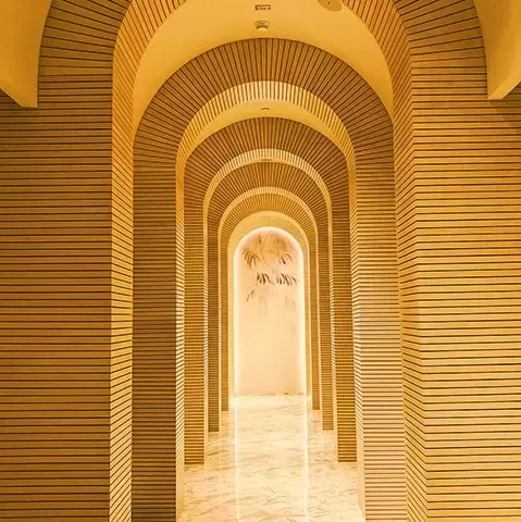 Hallway of arched designed architecture in Dubai