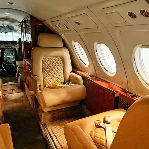 Interior of luxury private jet