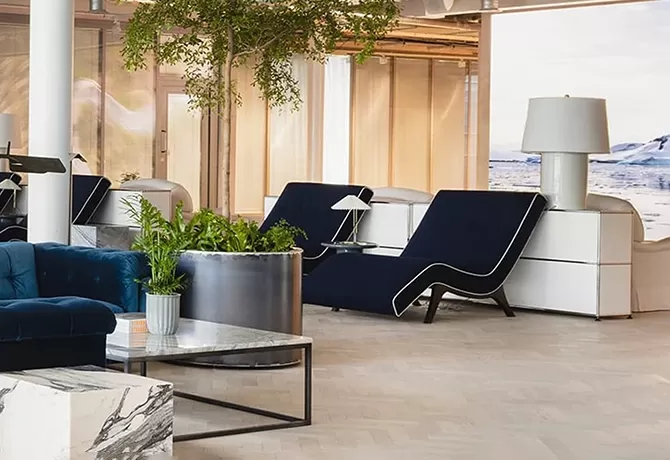 Luxury lobby of 180 Health Club at London’s 180 The Strand.