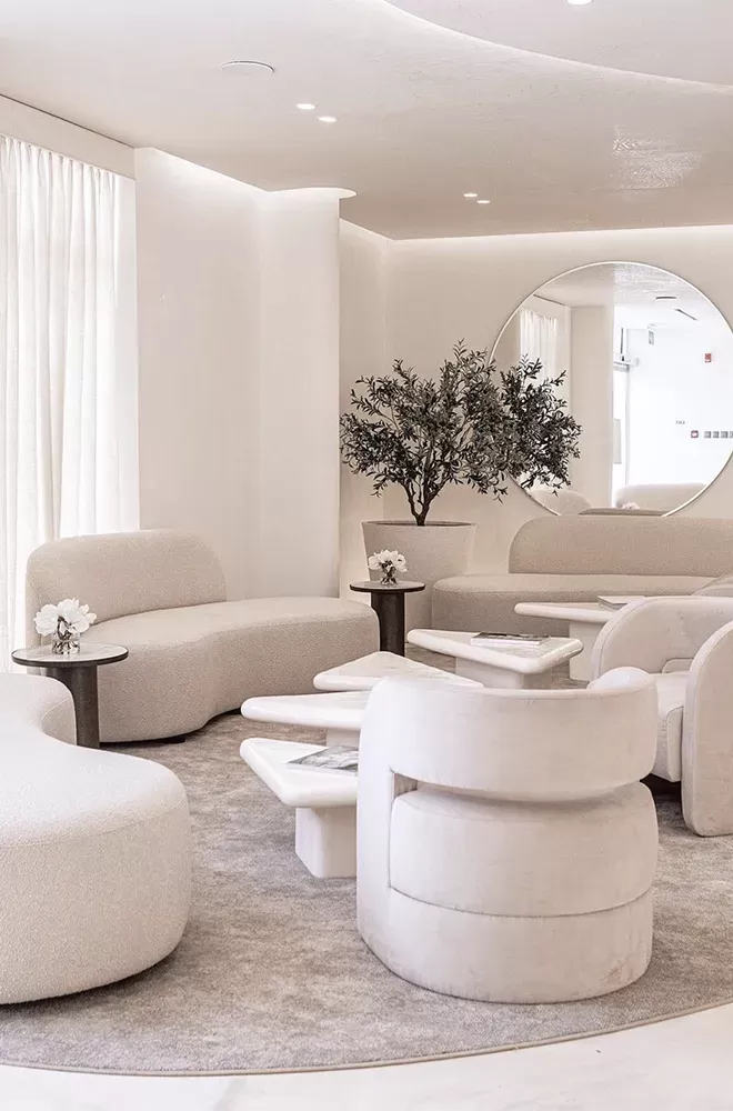 Luxury white minimalistic interior of Biolite clinic, Dubai