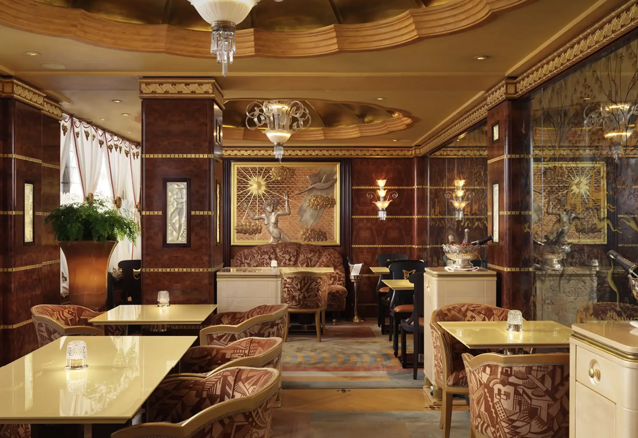 Luxurious gold tone interior at The Rivoli Bar, at The Ritz, Mayfair, London